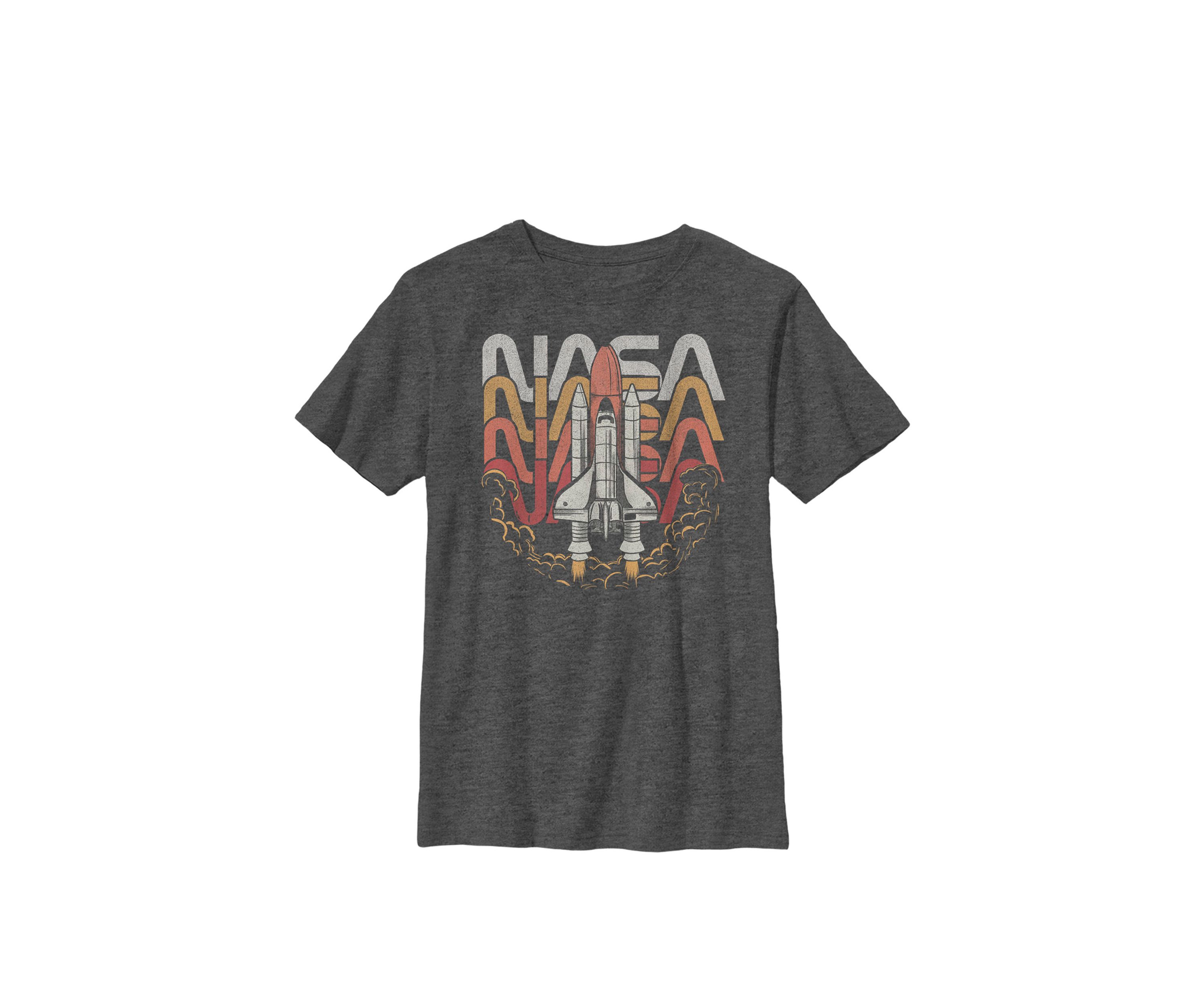 Vintage Color Fade Rocket Take Off Crew Graphic T-Shirt