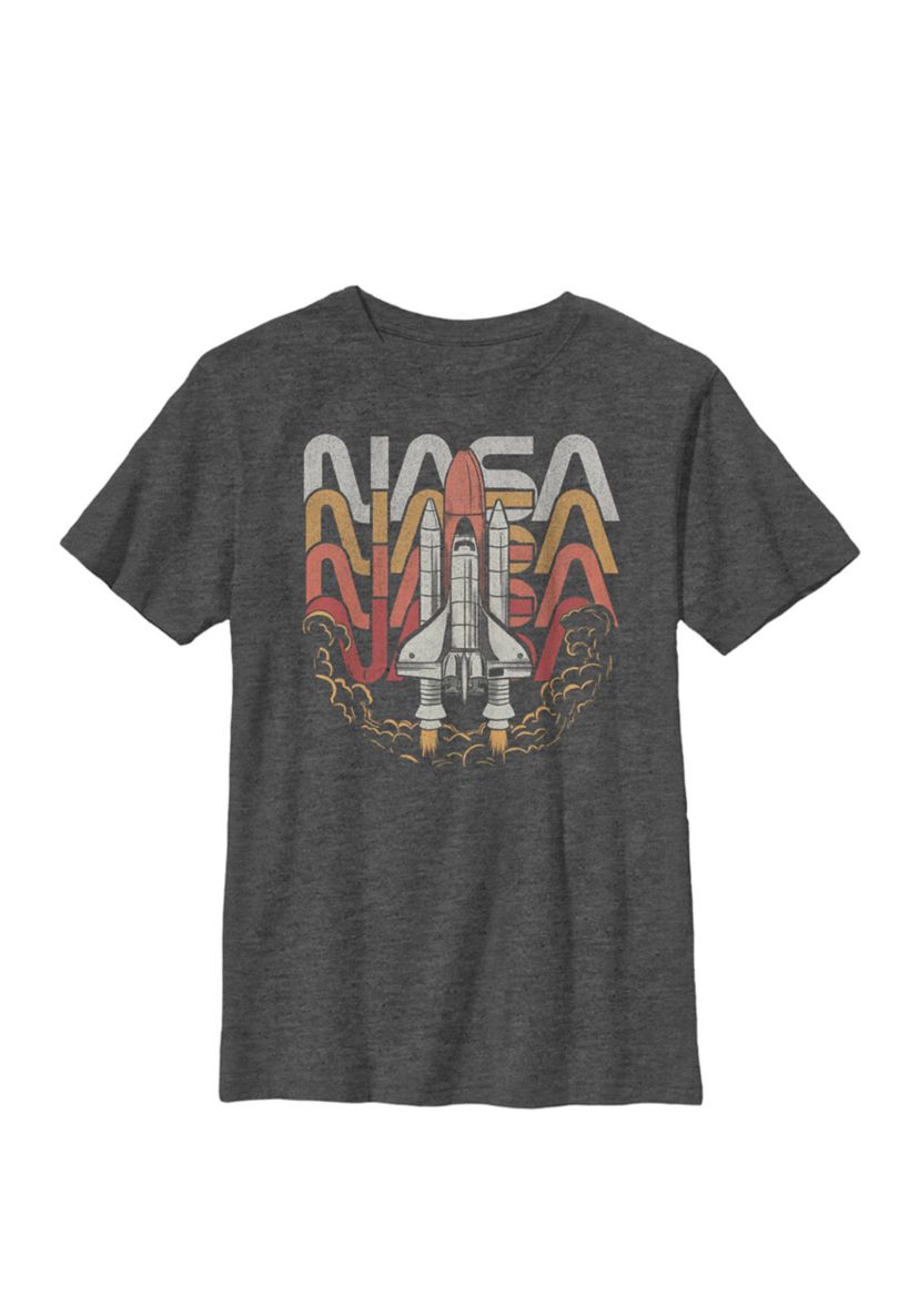 Vintage Color Fade Rocket Take Off Crew Graphic T-Shirt