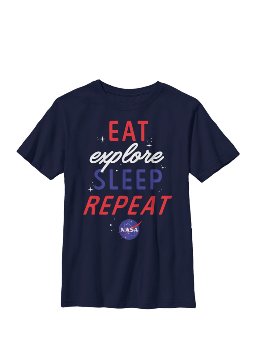 Eat Explore Sleep Repeat Logo Crew Graphic T-Shirt