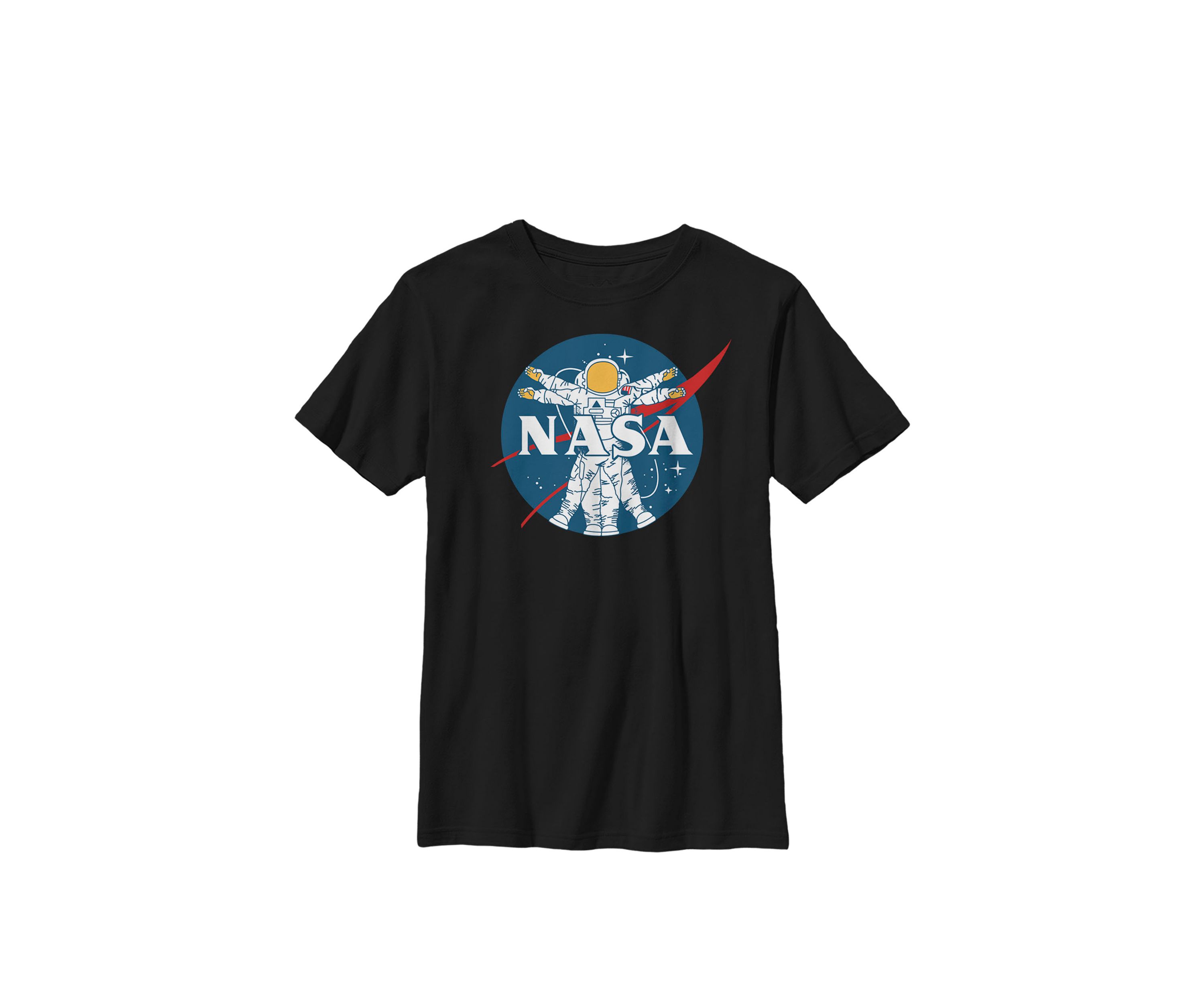 Astronaut Vitruvian Man Style Logo Crew Graphic T-Shirt