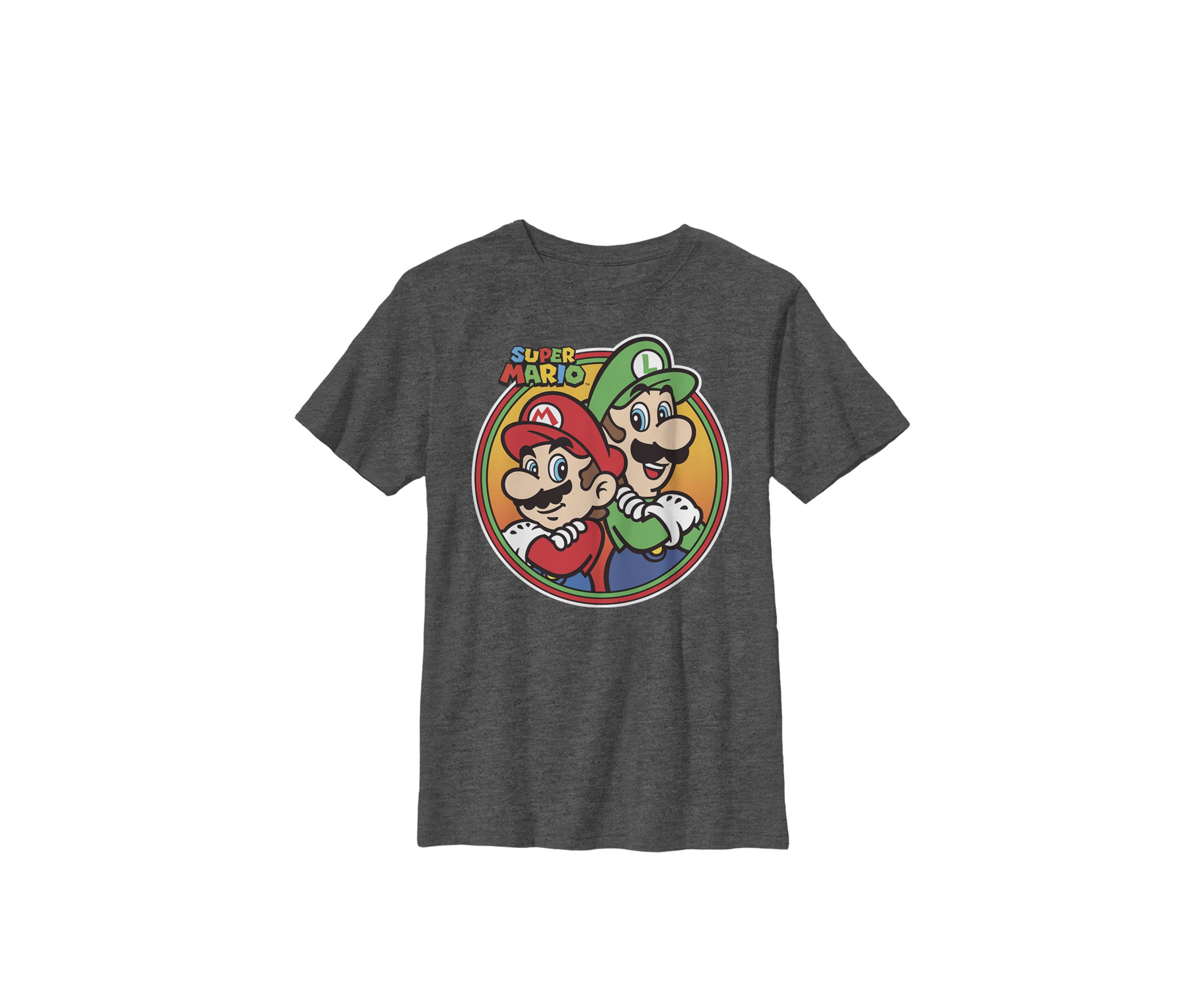 Super Mario & Luigi Brothers Circle Crew Graphic T-Shirt