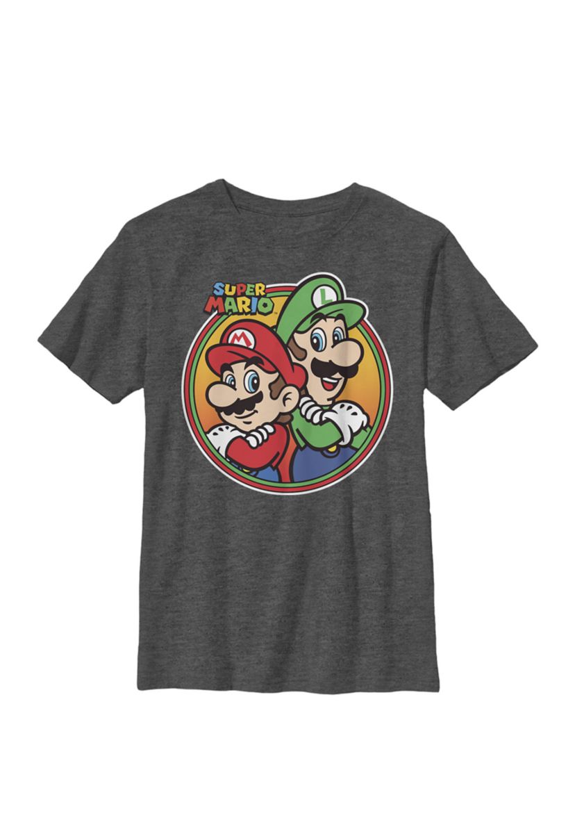 Super Mario & Luigi Brothers Circle Crew Graphic T-Shirt