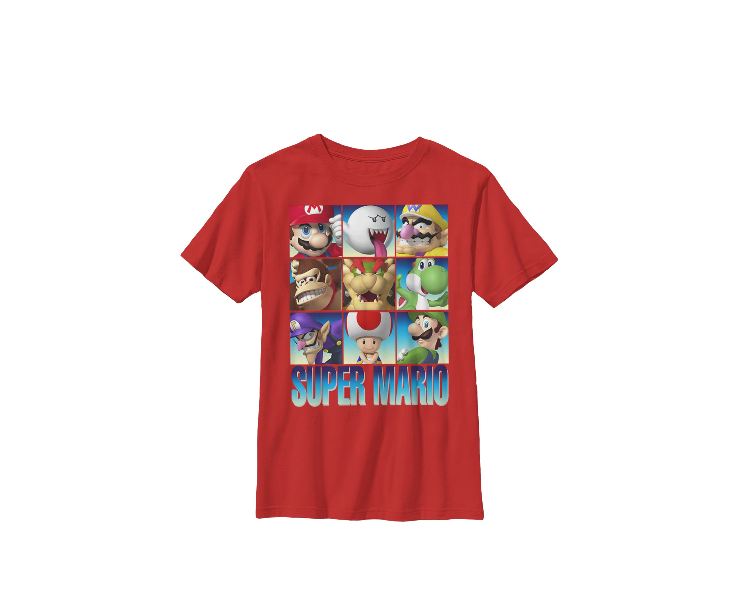 Nintendo Super Mario Character Stack Gradient Crew Graphic T-Shirt | Belk