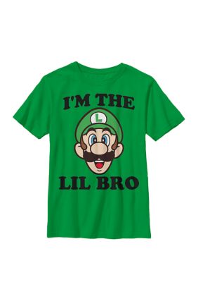 Nintendo Kids Super Mario Luigi Lil Bro Crew Graphic T-Shirt, Large