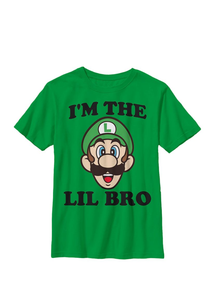 Super Mario Luigi Lil Bro Crew Graphic T-Shirt