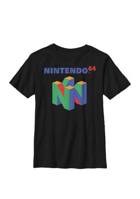 Nintendo Boys N64 Classic Logo Retro Vintage Crew T-Shirt, Black, Medium