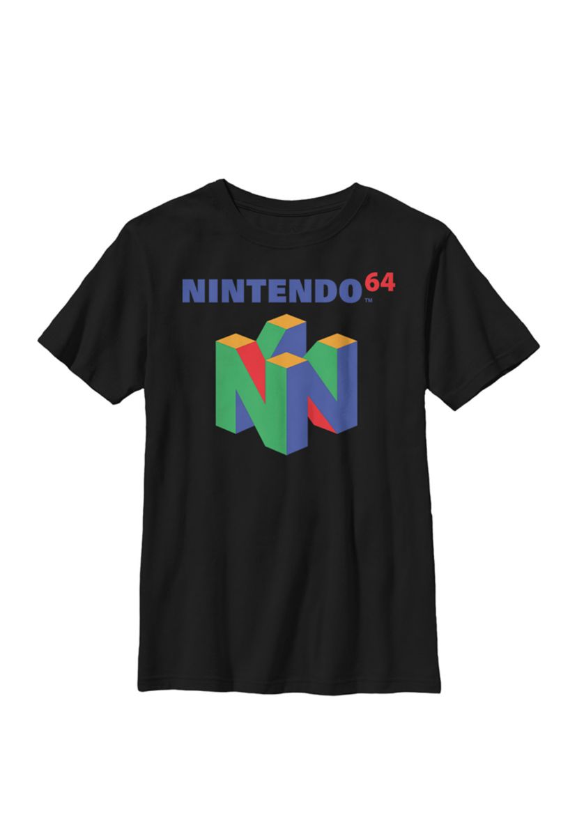 Boys N64 Classic Logo Retro Vintage Crew T-Shirt