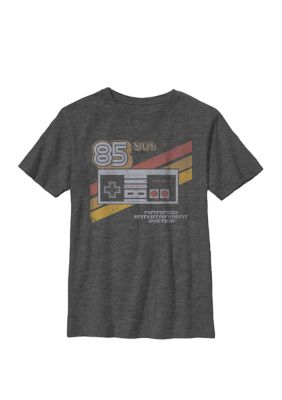 Nintendo Kids NES Controller Retro Stripe 85 Crew Graphic T-Shirt, Grey, Large -  0194544978427