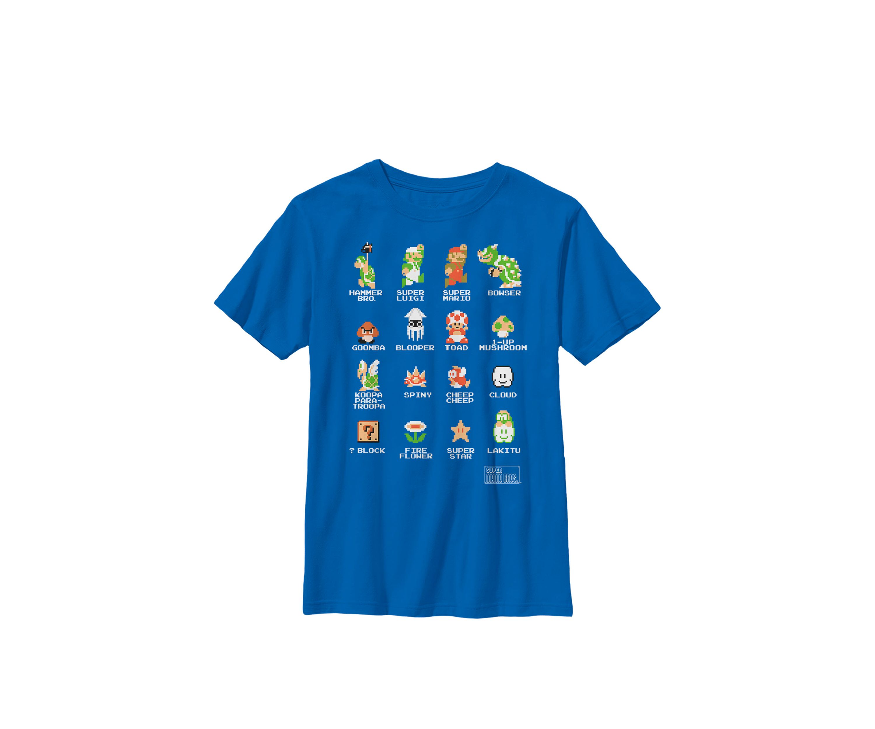 Super Mario 8 Bit Good & Bad Characters Crew Graphic T-Shirt