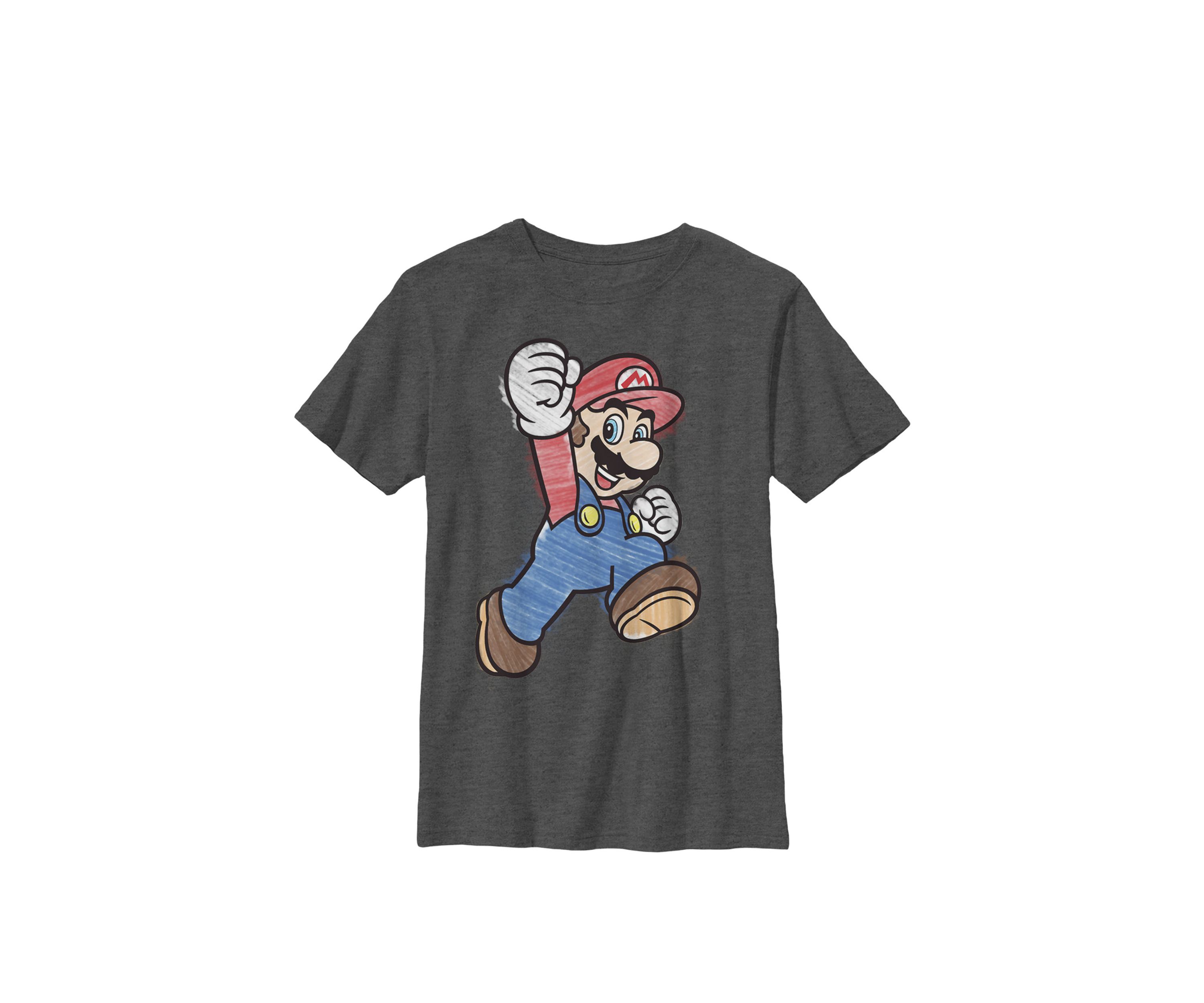 Boys Super Mario Marker Colors Classic Crew T-Shirt 