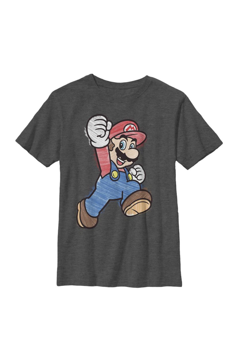 Boys Super Mario Marker Colors Classic Crew T-Shirt 
