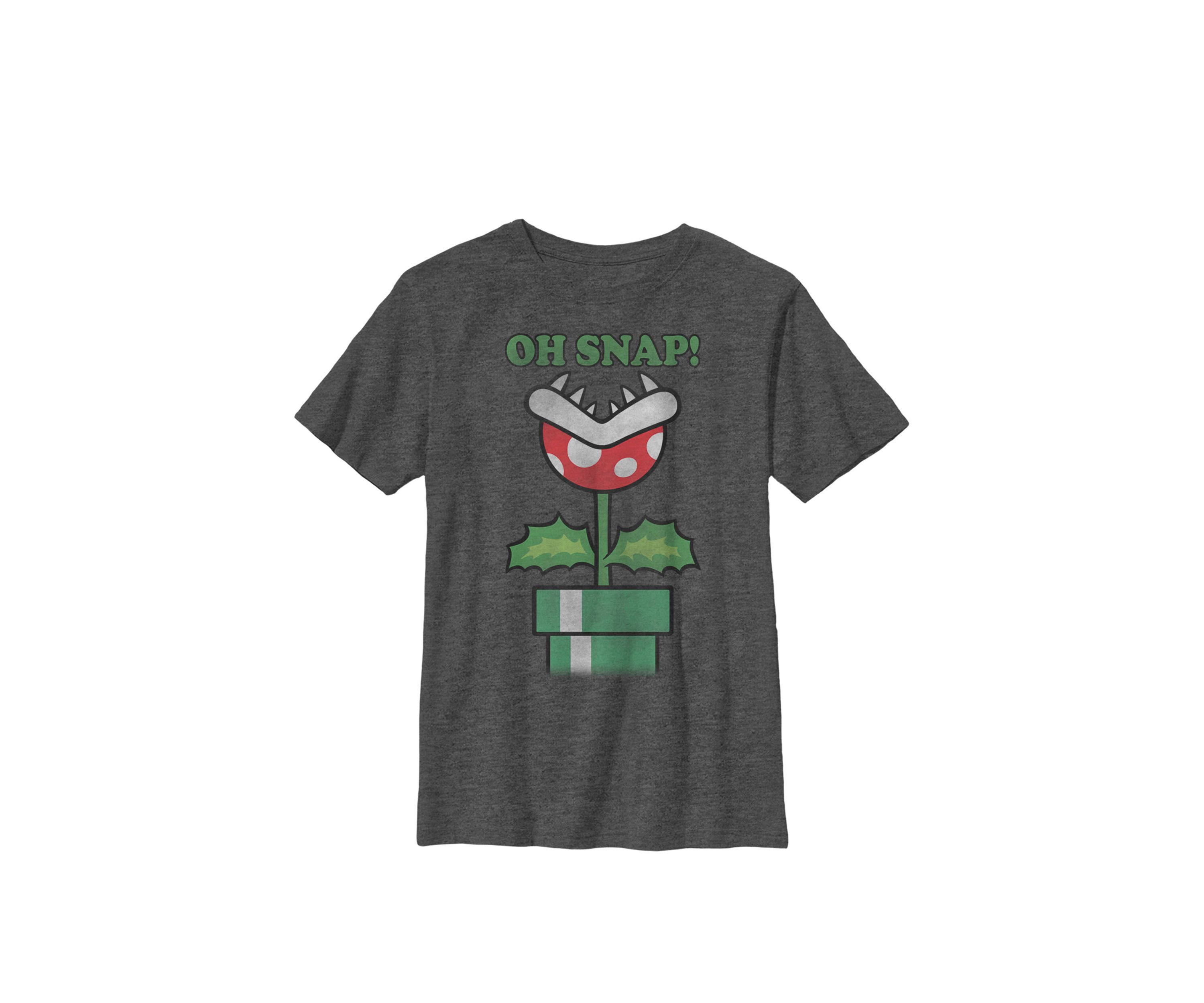 Super Mario Piranha Plant Oh Snap Vintage Crew Graphic T-Shirt