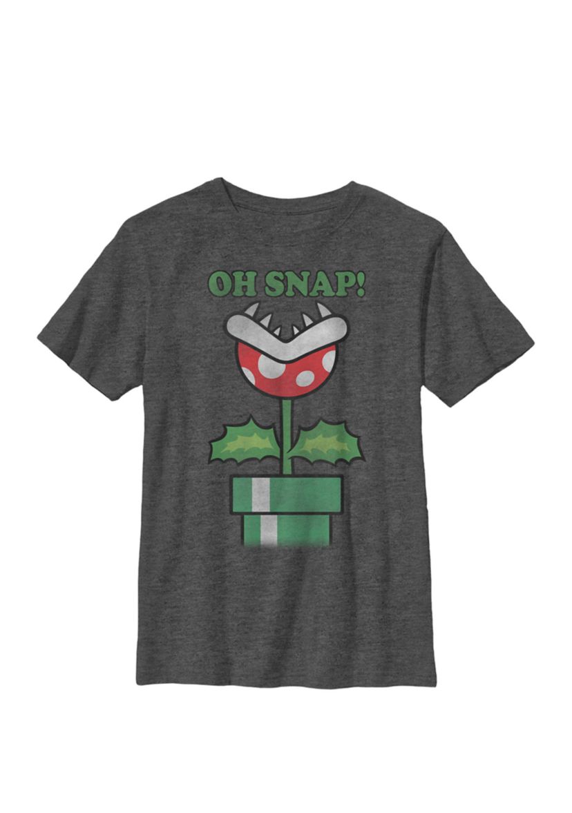 Super Mario Piranha Plant Oh Snap Vintage Crew Graphic T-Shirt