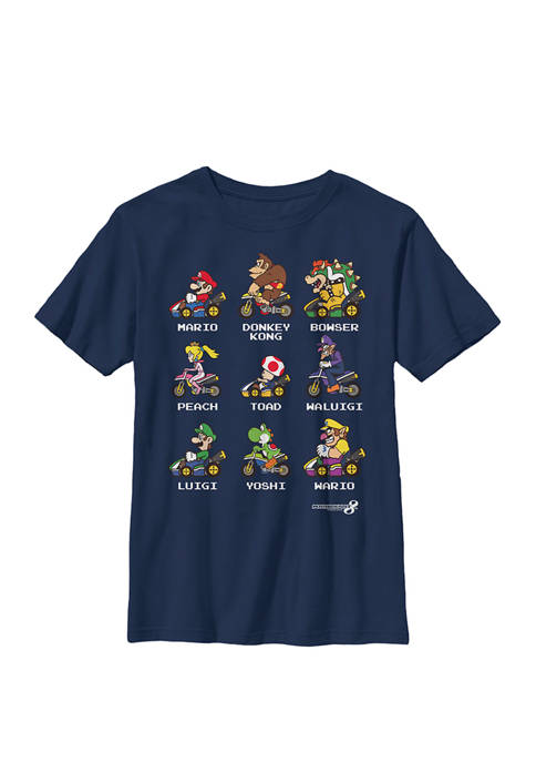 Mario Kart Racers Side View Names Crew Graphic T-Shirt