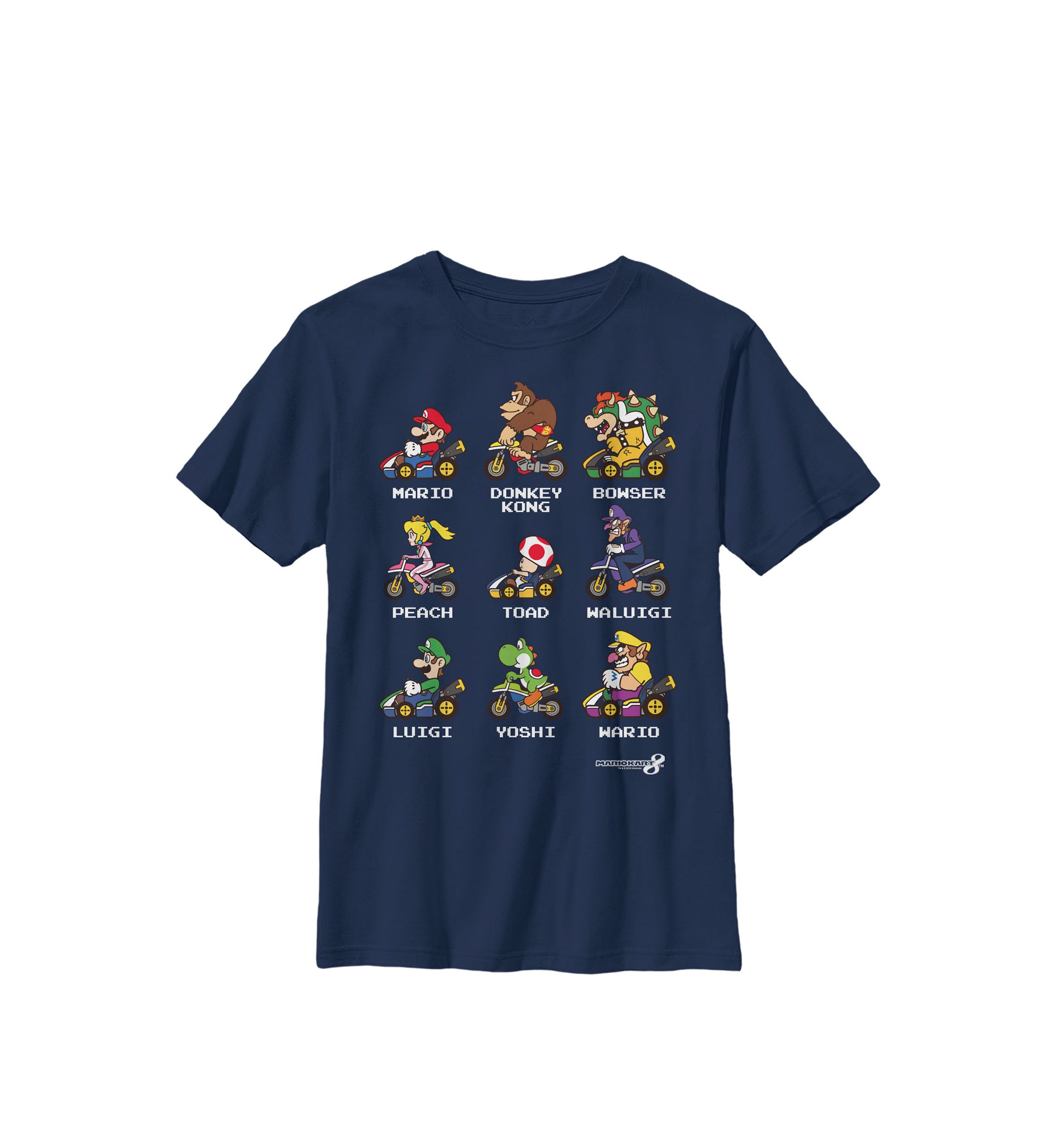 Mario Kart Racers Side View Names Crew Graphic T-Shirt