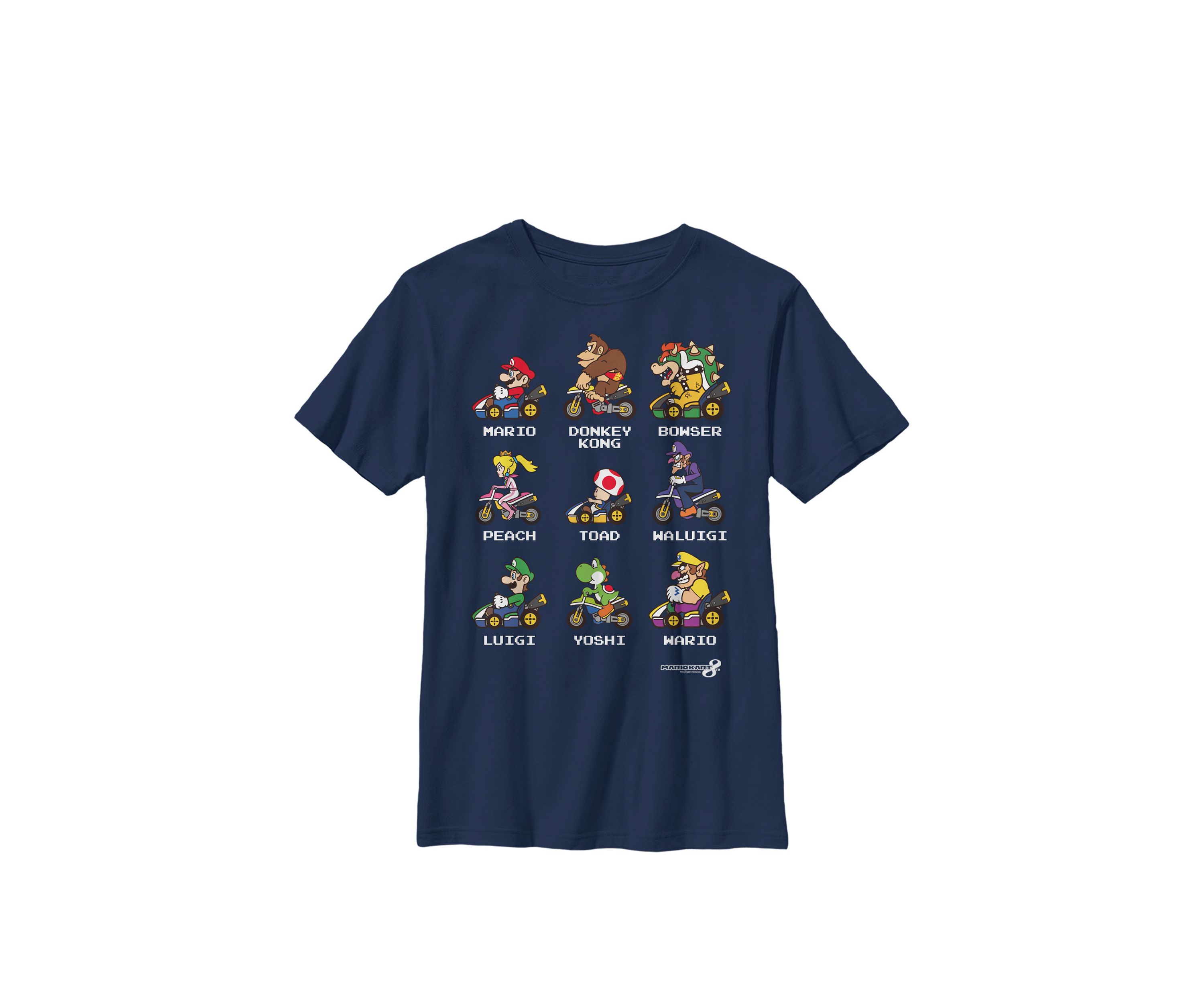 Mario Kart Racers Side View Names Crew Graphic T-Shirt