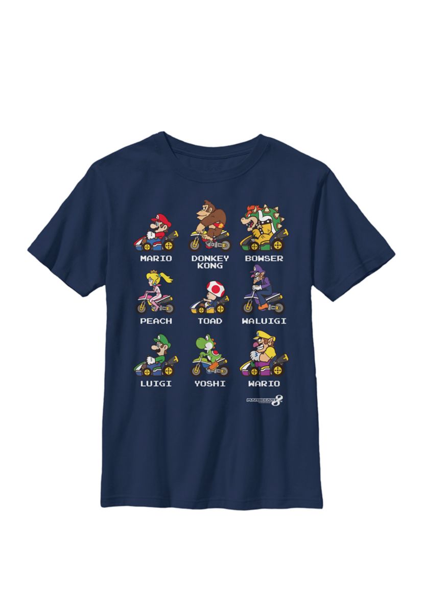 Mario Kart Racers Side View Names Crew Graphic T-Shirt