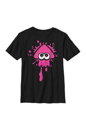 Nintendo Kids Splatoon Pink Inkling Squid Splat Crew Graphic T-Shirt, Black, Large