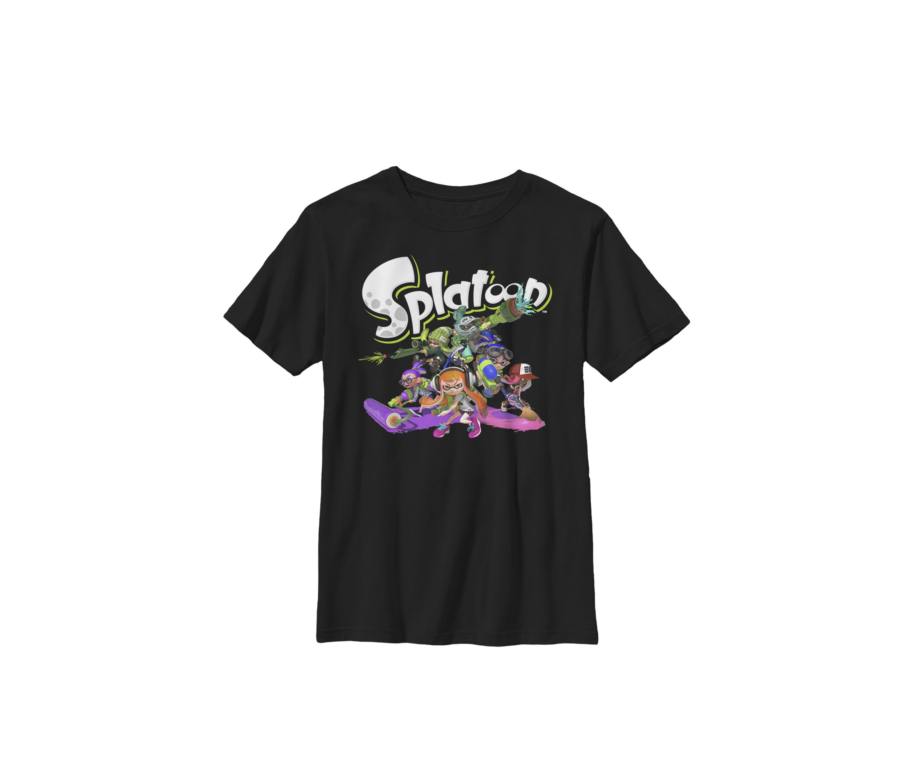 Boys Splatoon Logo Teams Group Shot Crew T-Shirt