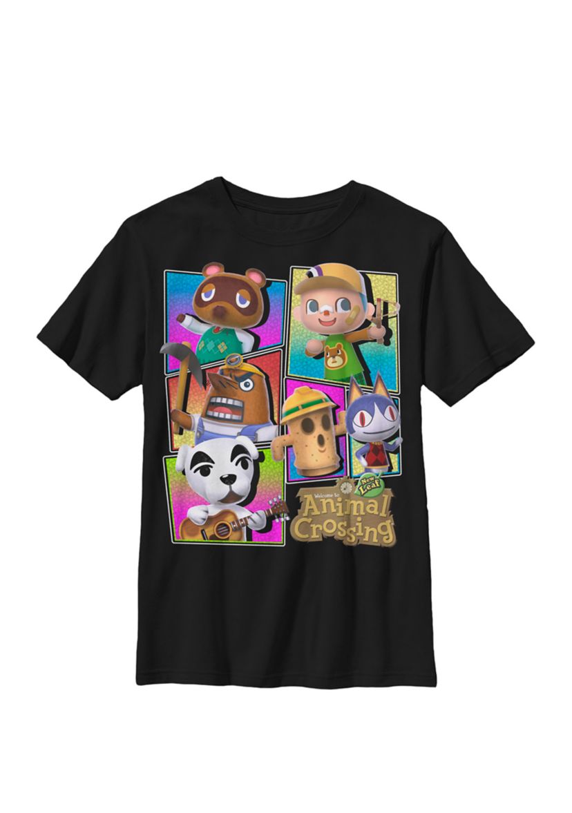 Animal Crossing Colorful Panels Villagers Crew T-Shirt