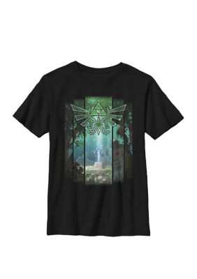 Nintendo Kids Zelda The Master Sword Lost Woods Crew Graphic T-Shirt, Black, Large