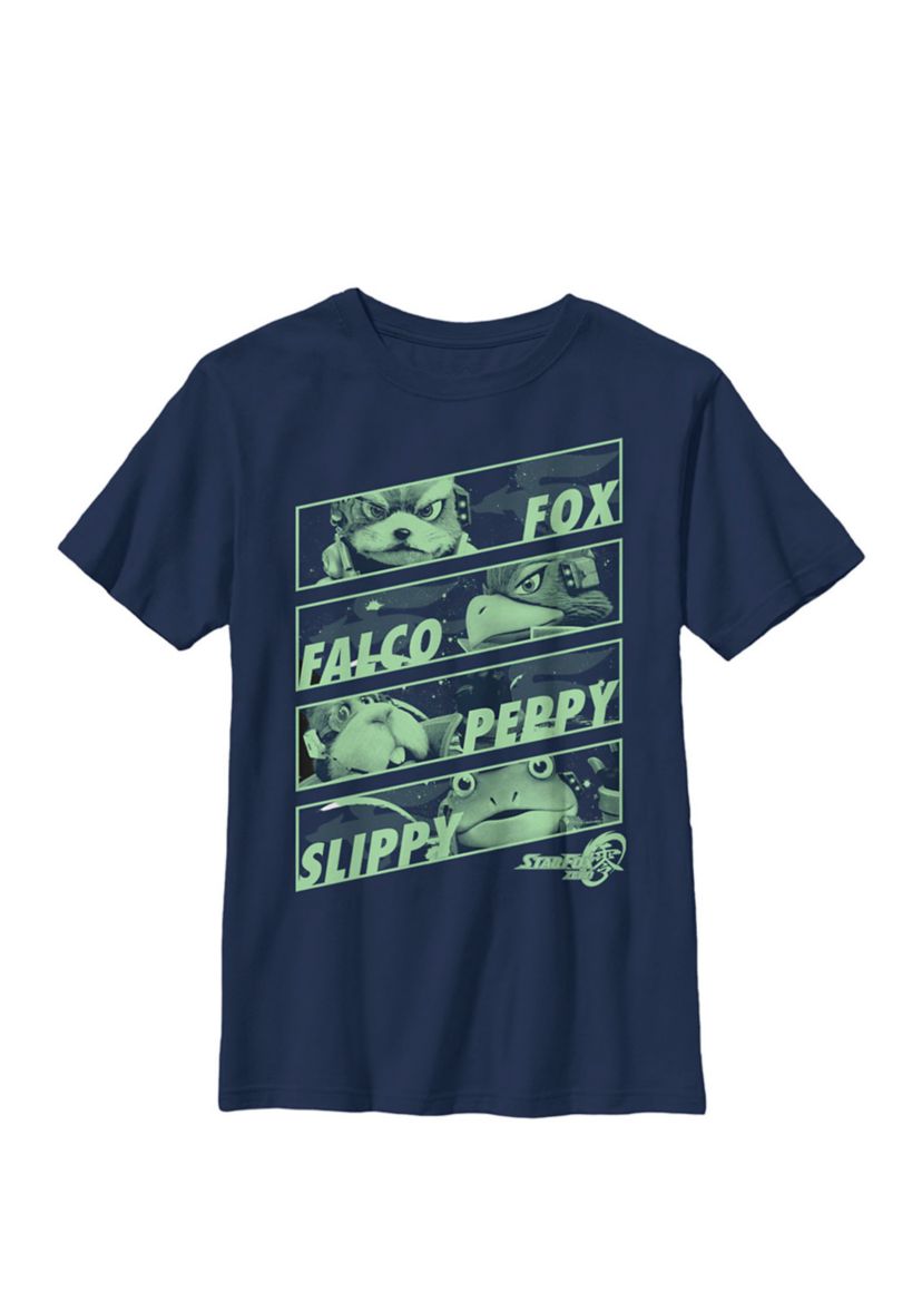Boys Star Fox Zero Tilted Team Group Shot Crew T-Shirt 