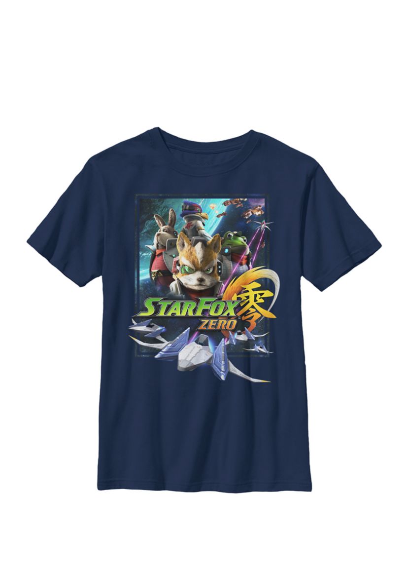 Boys Star Fox Zero Space Group Shot Crew Tee