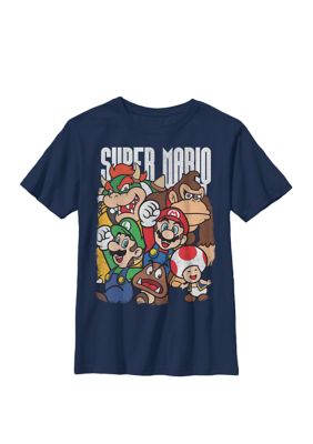 Nintendo Kids Super Mario Character Compilation Crew Graphic T-Shirt