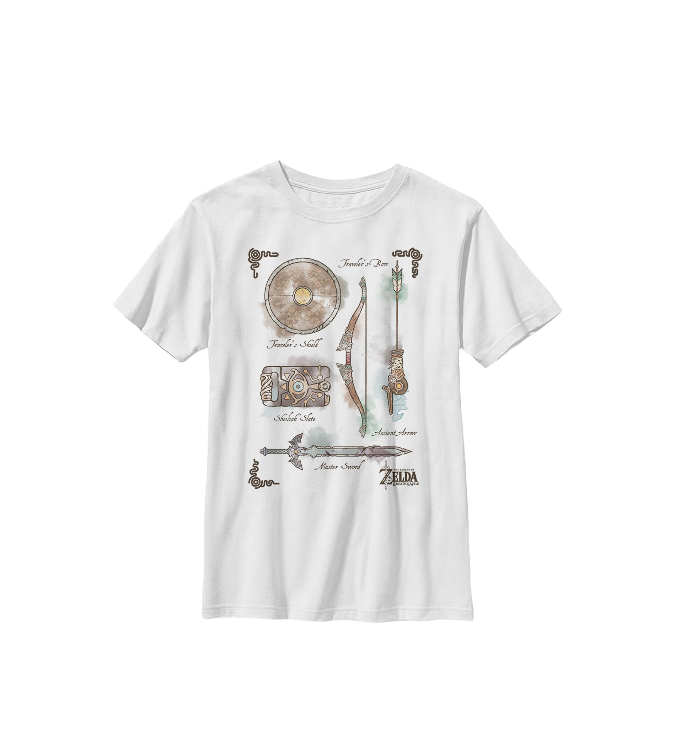 Zelda Breath Of The Wild Colorful Bow Master Sword Crew Graphic T-Shirt