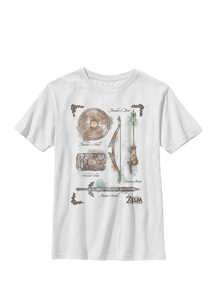 Zelda Breath Of The Wild Colorful Bow Master Sword Crew Graphic T-Shirt
