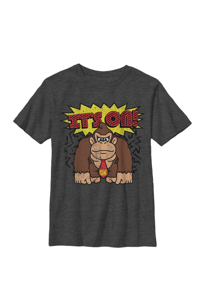 Donkey Kong Its On! Vintage Distressed Crew Graphic T-Shirt