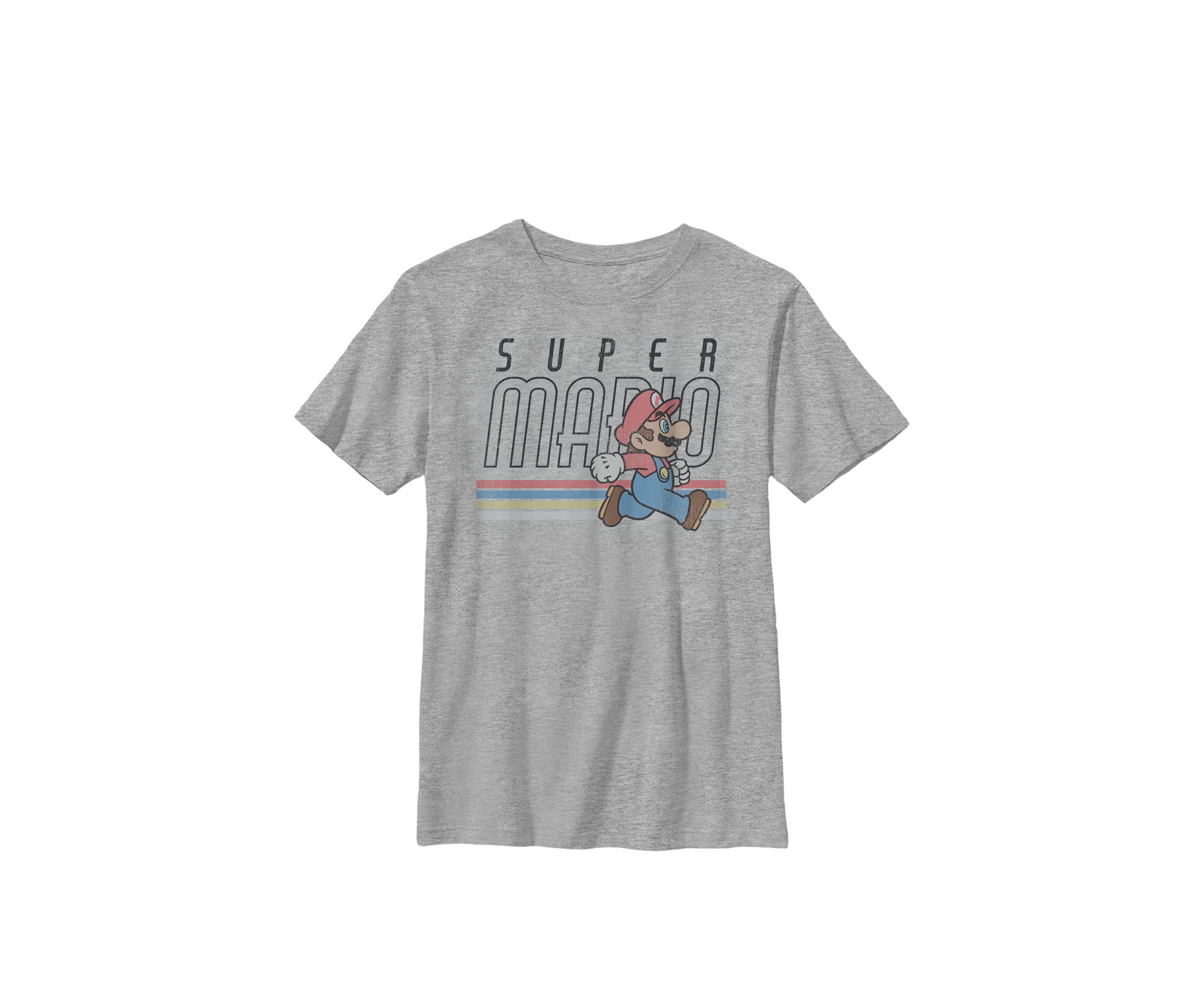Super Mario Retro Rainbow Side Run Crew Graphic T-Shirt