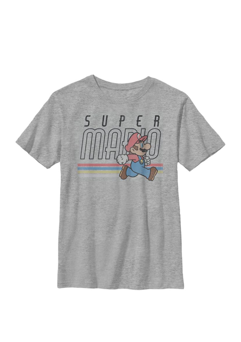 Super Mario Retro Rainbow Side Run Crew Graphic T-Shirt