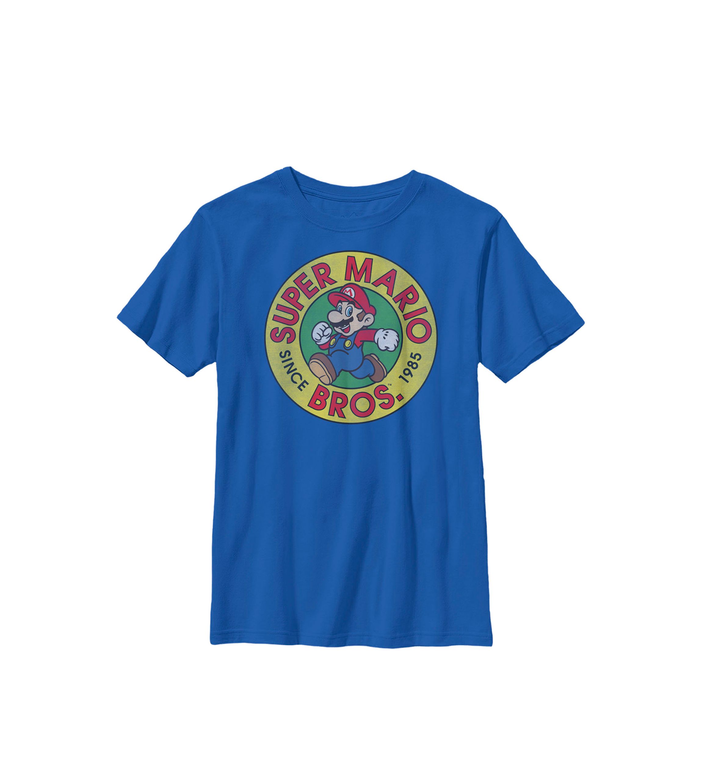 Boys Super Mario Circle Badge Since 1985 Crew T-Shirt 
