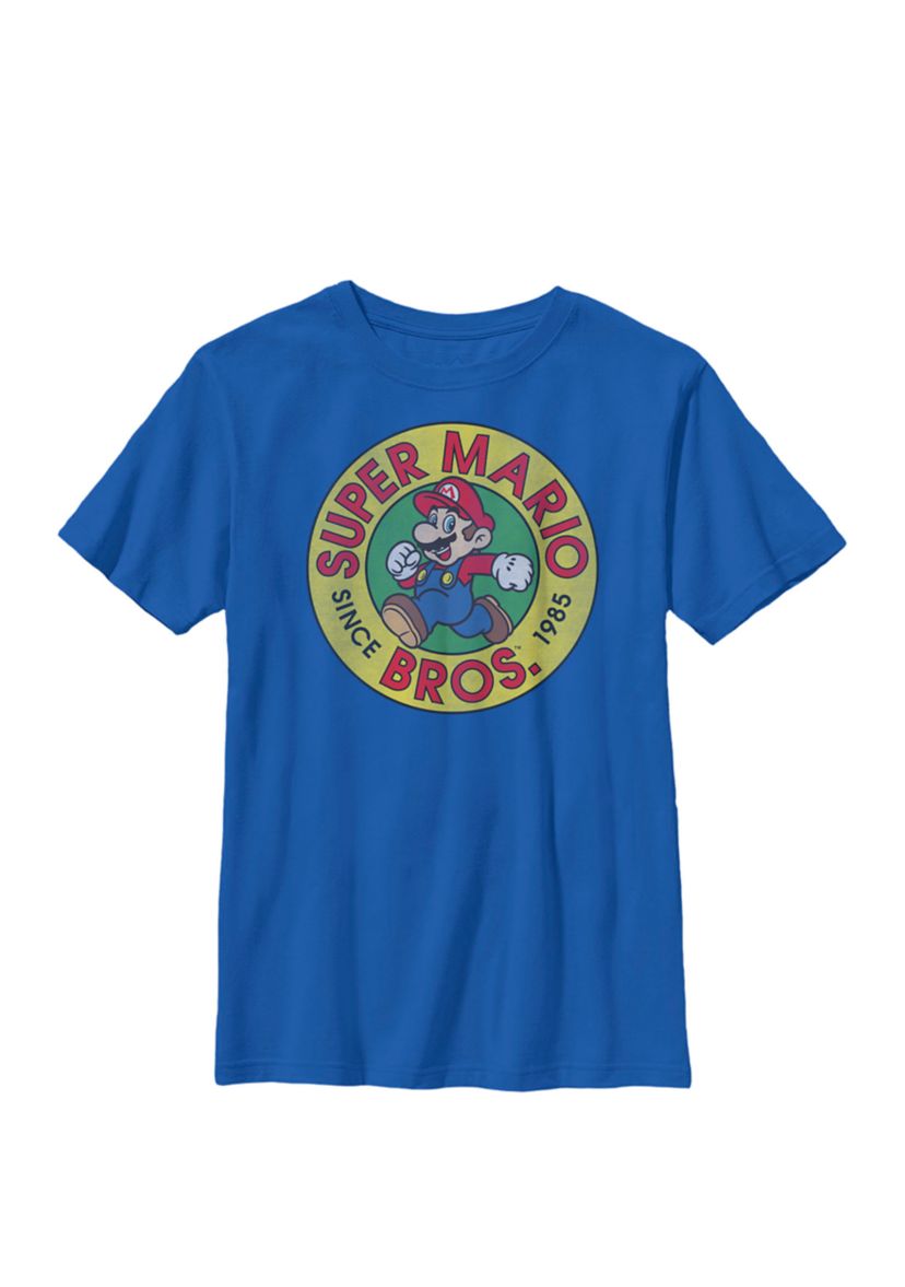 Boys Super Mario Circle Badge Since 1985 Crew T-Shirt 