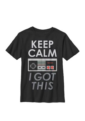 Nintendo Boys NES Controller Keep Calm I Got This Crew T-Shirt, Black, Large -  0194231161613