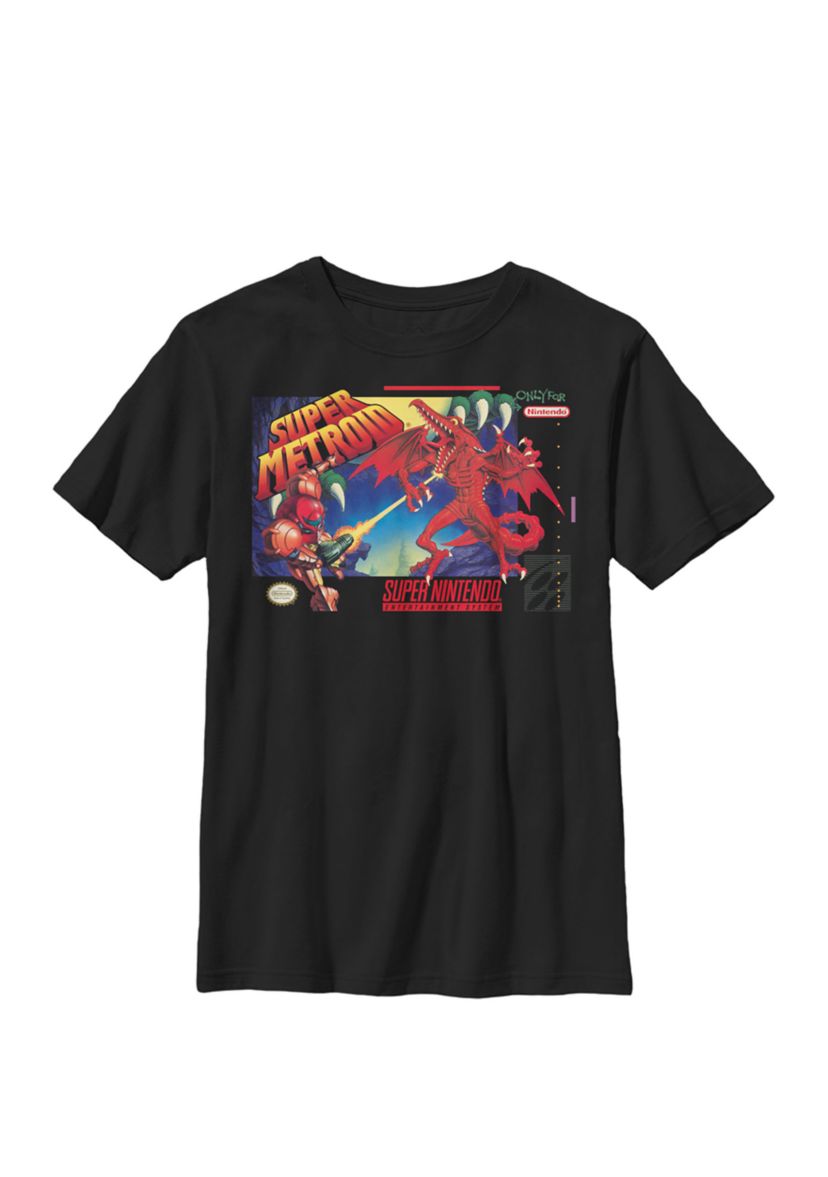 Metroid Classic Box Art Fleece Crew Graphic T-Shirt