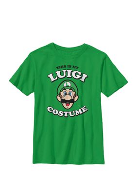 Nintendo Boys Super Mario My Luigi Costume Crew T-Shirt, Large