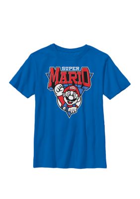 Nintendo Boys Super Mario Red White Blue Team Mario Crew T-Shirt, Small