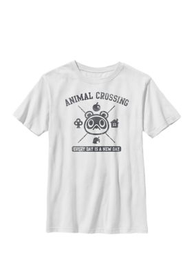 Nintendo Kids Animal Crossing Everyday Is A New Day Logo Crew Graphic T-Shirt, White, XSmall