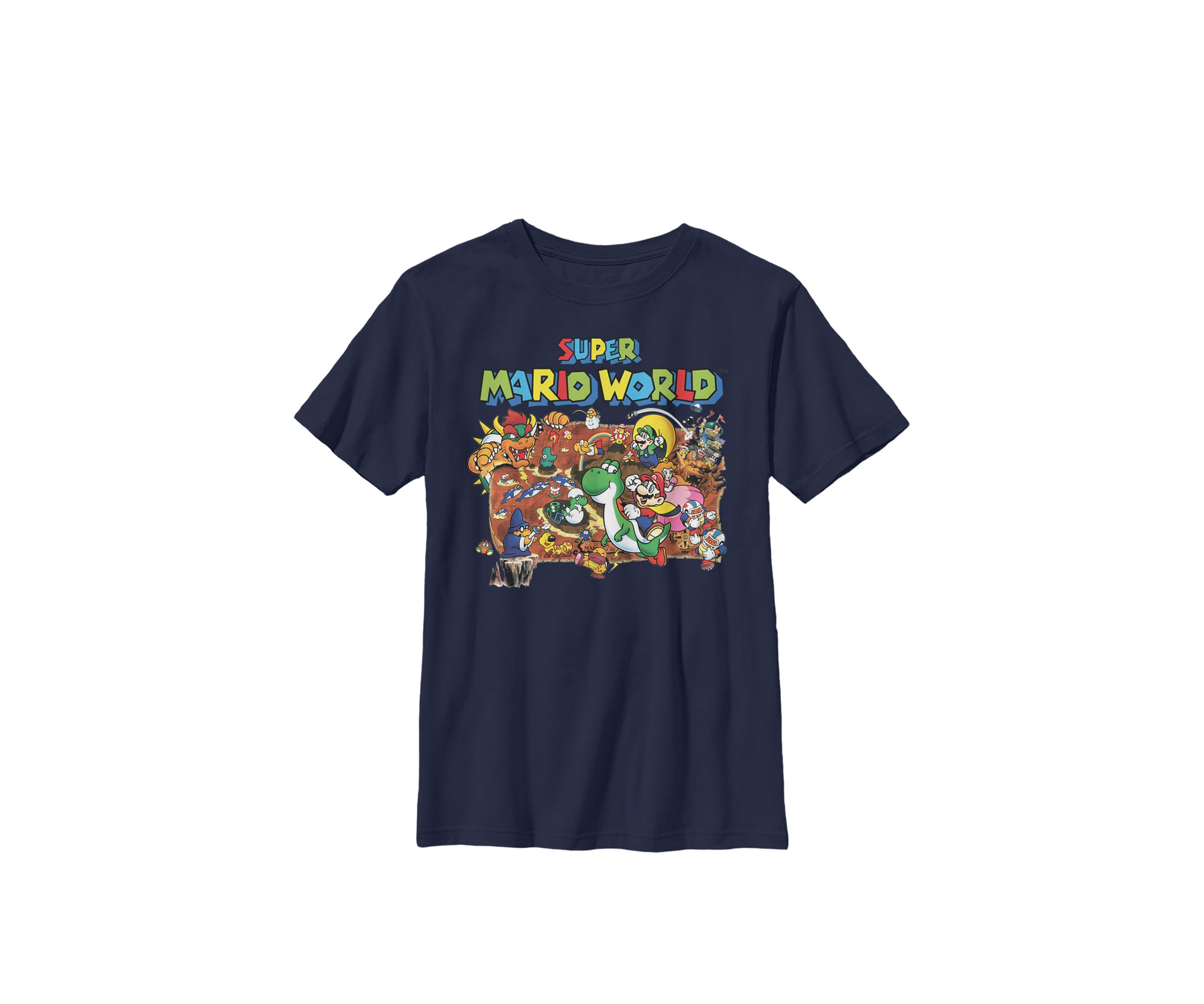 Boys Super Mario World Retro Map Crew T-Shirt