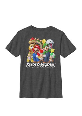 Nintendo Kids Super Mario Good And Bad Guys Group Shot Crew T-Shirt
