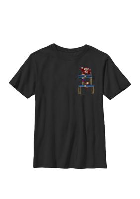 Nintendo Boys Super Mario Donkey Kong Ladder Pixel Game Scene Portrait Crew T-Shirt
