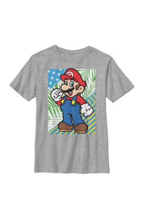 Nintendo Kids Super Mario Tropical Flag Portrait Crew Graphic T-Shirt, Small