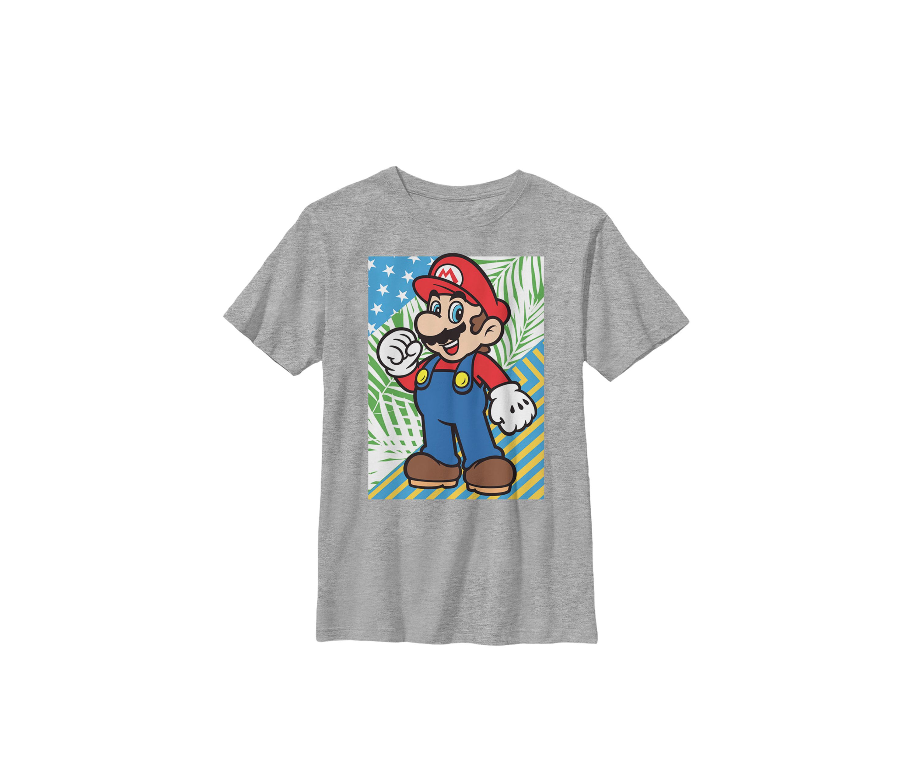 Super Mario Tropical Flag Portrait Crew Graphic T-Shirt