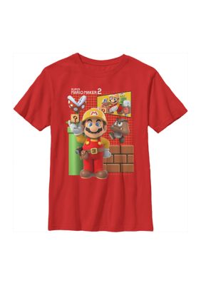 Nintendo Boys 4-7 Blue Prints Graphic T-Shirt, Red, Small