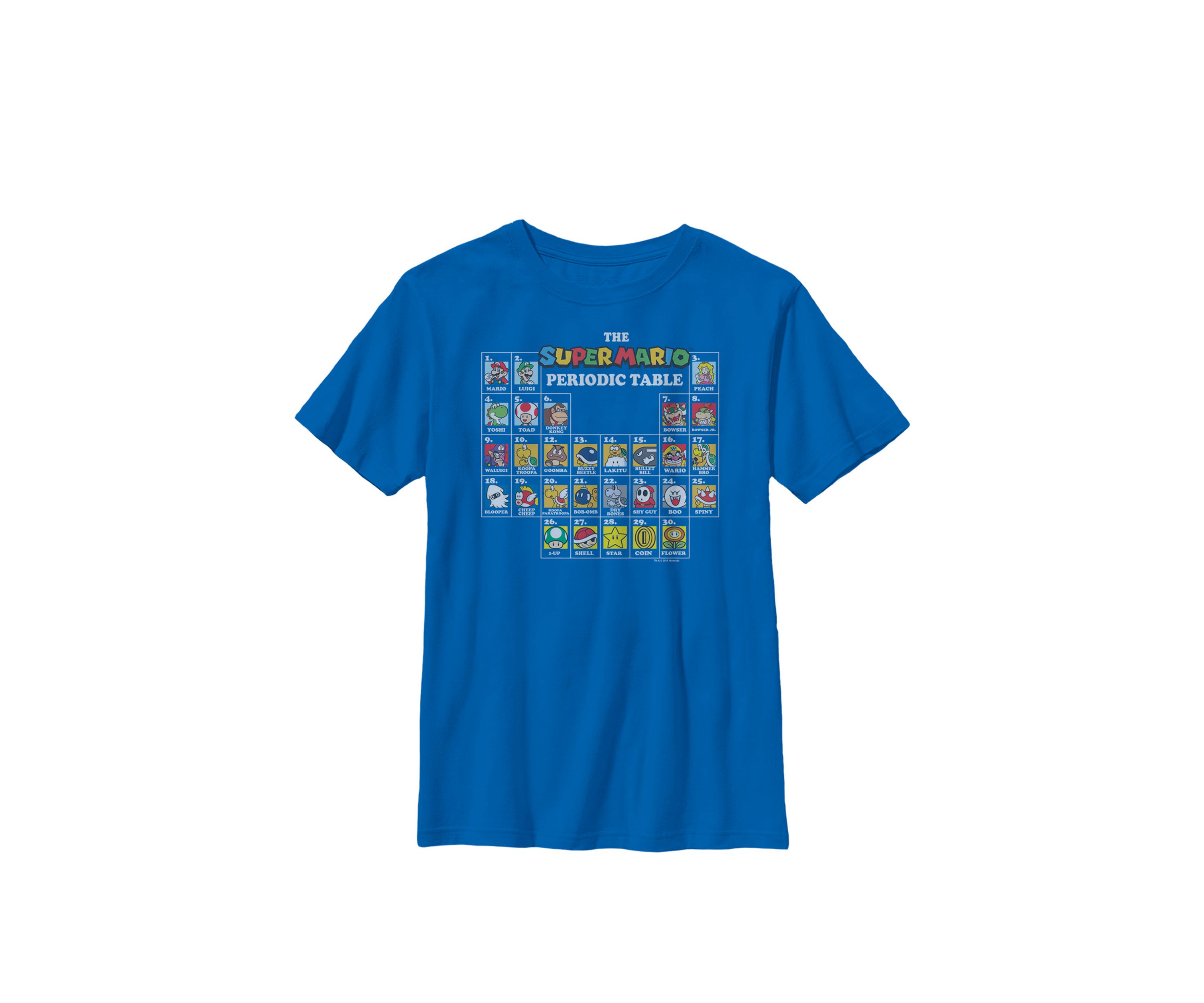 Boys Super Mario Periodic Table Of Characters Crew T-Shirt 