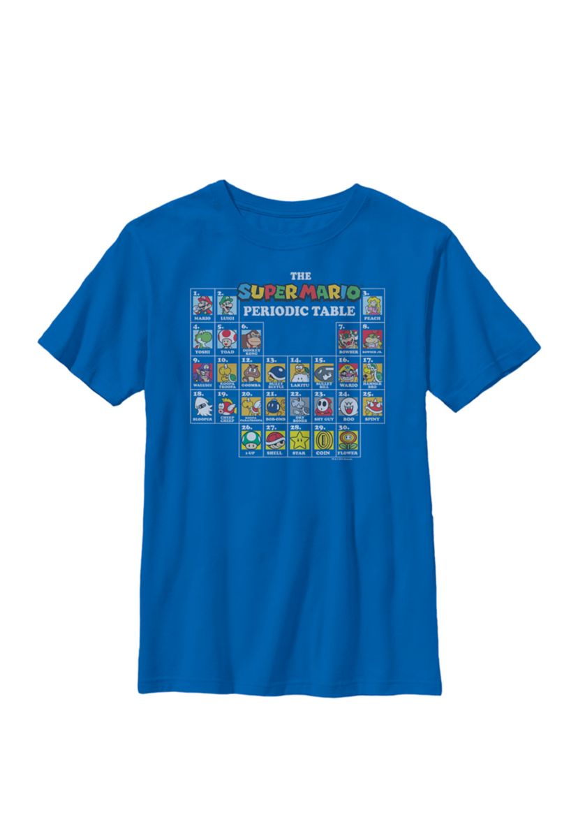 Boys Super Mario Periodic Table Of Characters Crew T-Shirt 