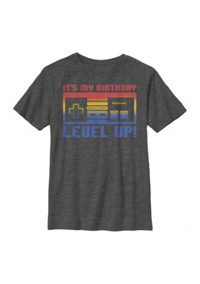 Nintendo Boys 4-7 Level Up Graphic T-Shirt, Grey, Large