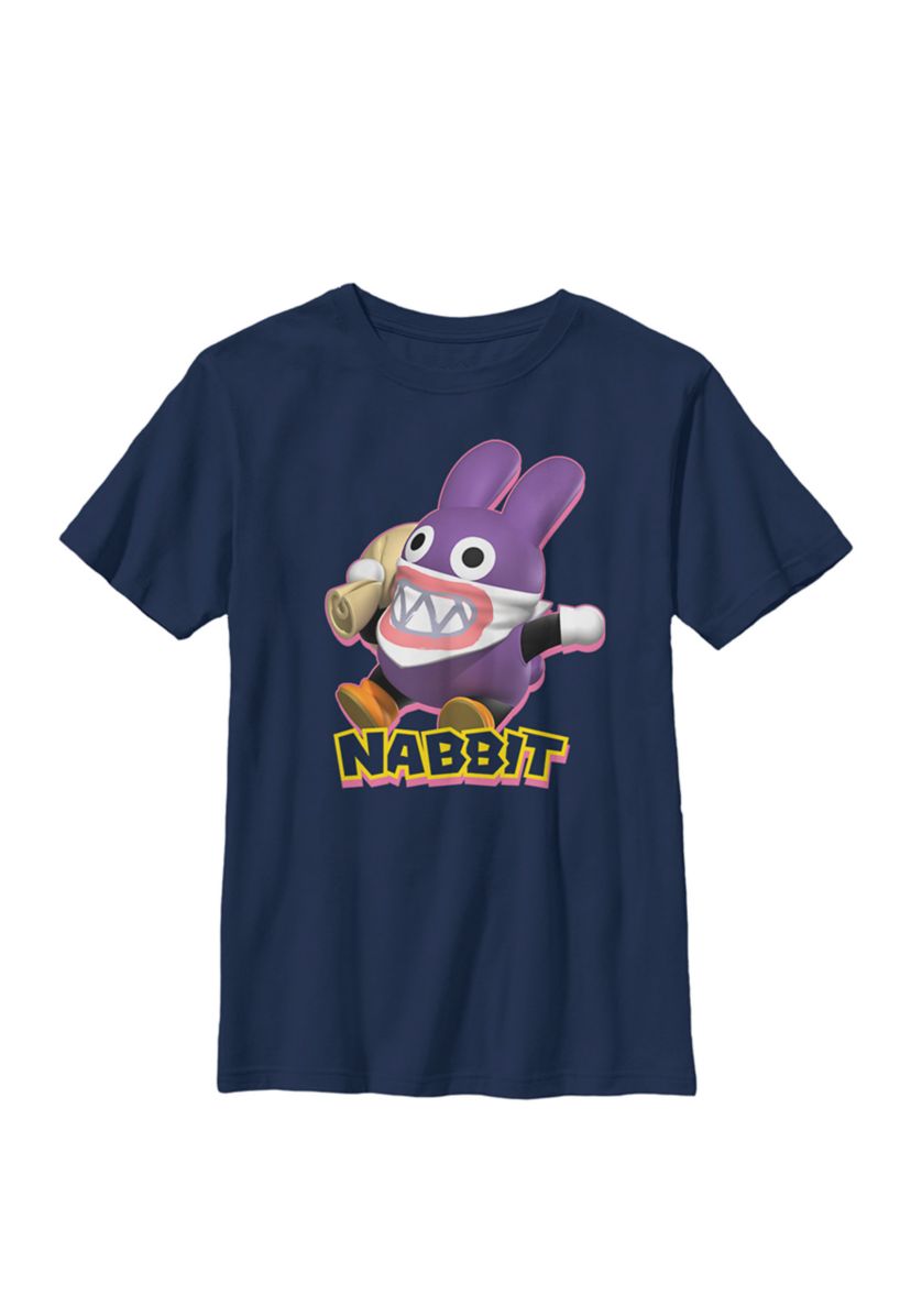 Boys Super Mario Nabbit Action Pose Portrait Logo Crew T-Shirt